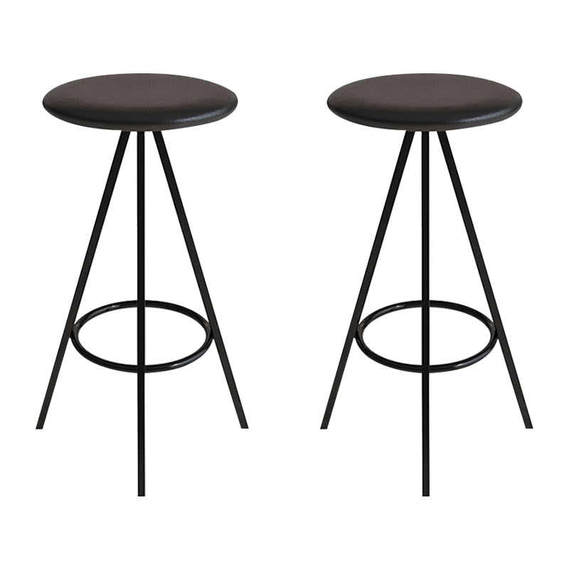 Industrial Style Barstools Leather Seats Metal 3 Legs Counter Stools for Dining Room