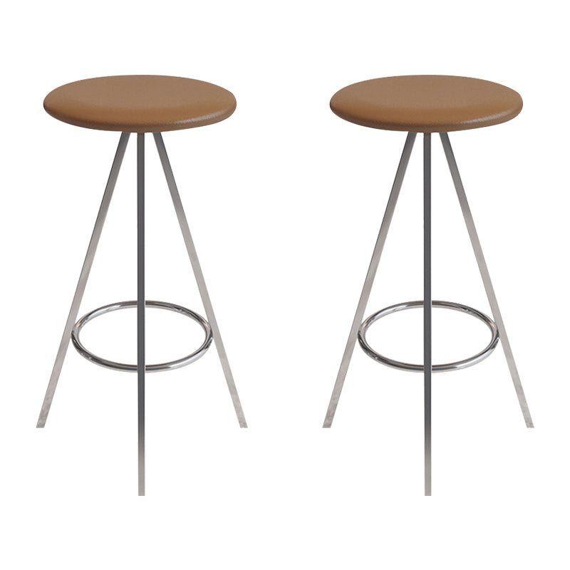 Industrial Style Barstools Leather Seats Metal 3 Legs Counter Stools for Dining Room