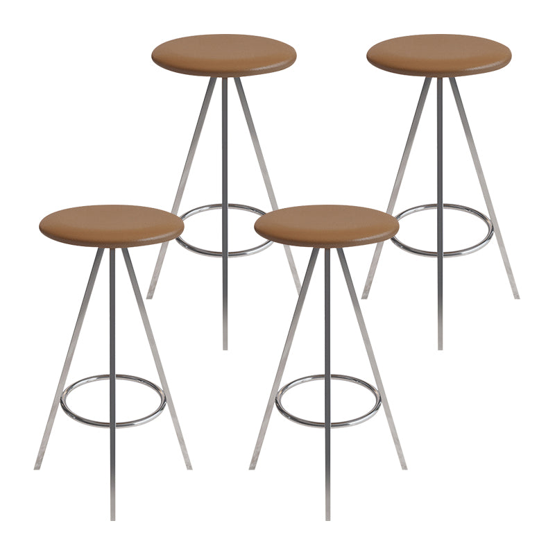 Industrial Style Barstools Leather Seats Metal 3 Legs Counter Stools for Dining Room