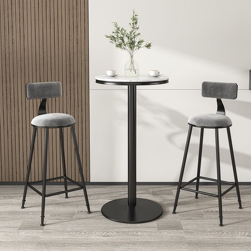 Nordic Style Velvet Barstool Indoor Black Iron 4 Legs Bar Stool for Coffee Shop