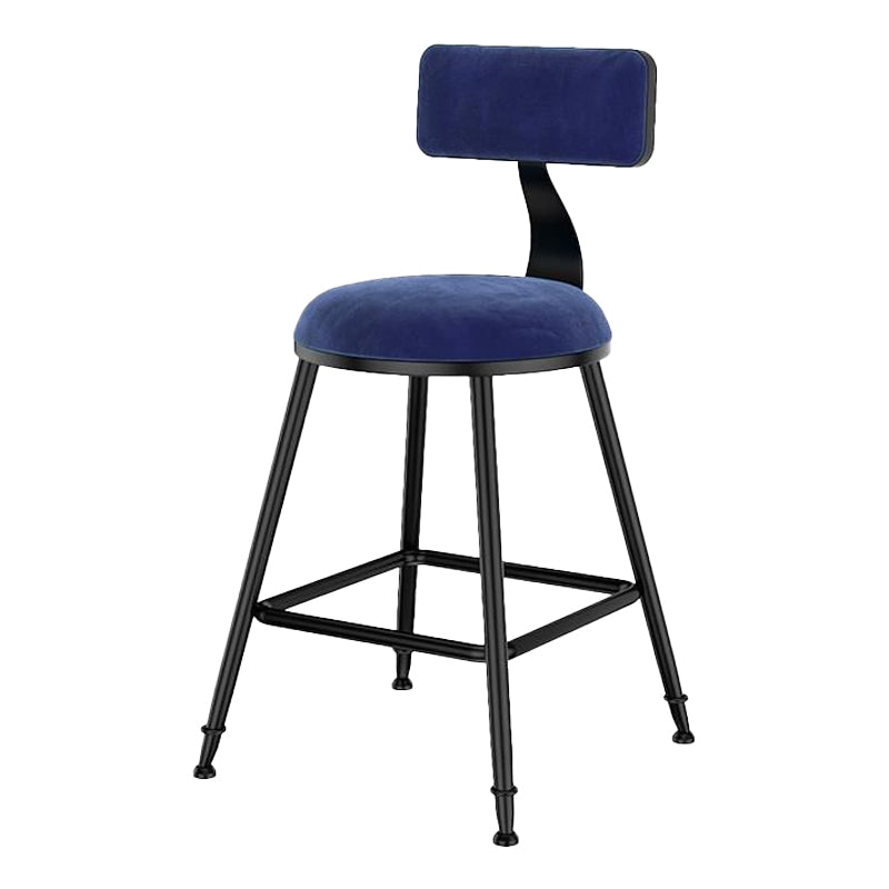 Nordic Style Velvet Barstool Indoor Black Iron 4 Legs Bar Stool for Coffee Shop
