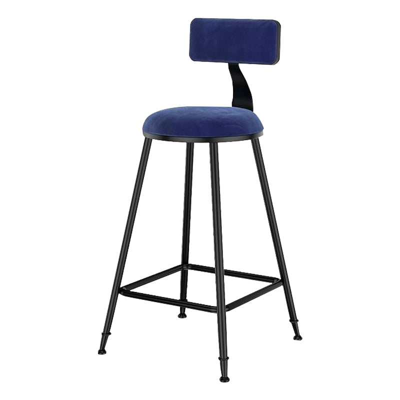 Nordic Style Velvet Barstool Indoor Black Iron 4 Legs Bar Stool for Coffee Shop