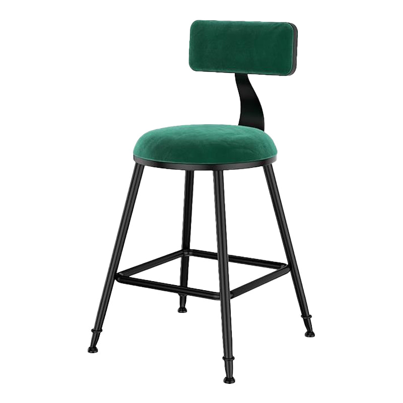 Nordic Style Velvet Barstool Indoor Black Iron 4 Legs Bar Stool for Coffee Shop