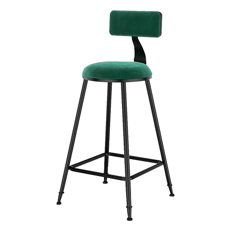 Nordic Style Velvet Barstool Indoor Black Iron 4 Legs Bar Stool for Coffee Shop