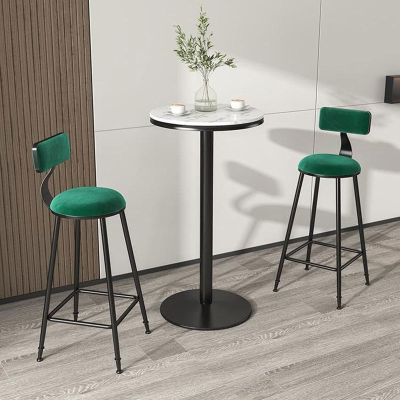 Nordic Style Velvet Barstool Indoor Black Iron 4 Legs Bar Stool for Coffee Shop