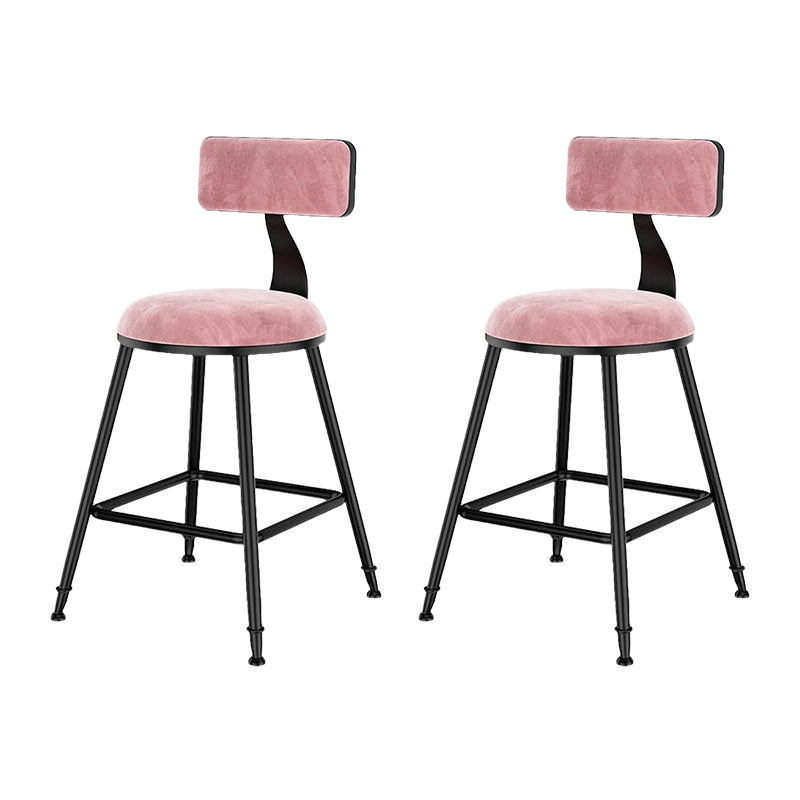 Nordic Style Velvet Barstool Indoor Black Iron 4 Legs Bar Stool for Coffee Shop