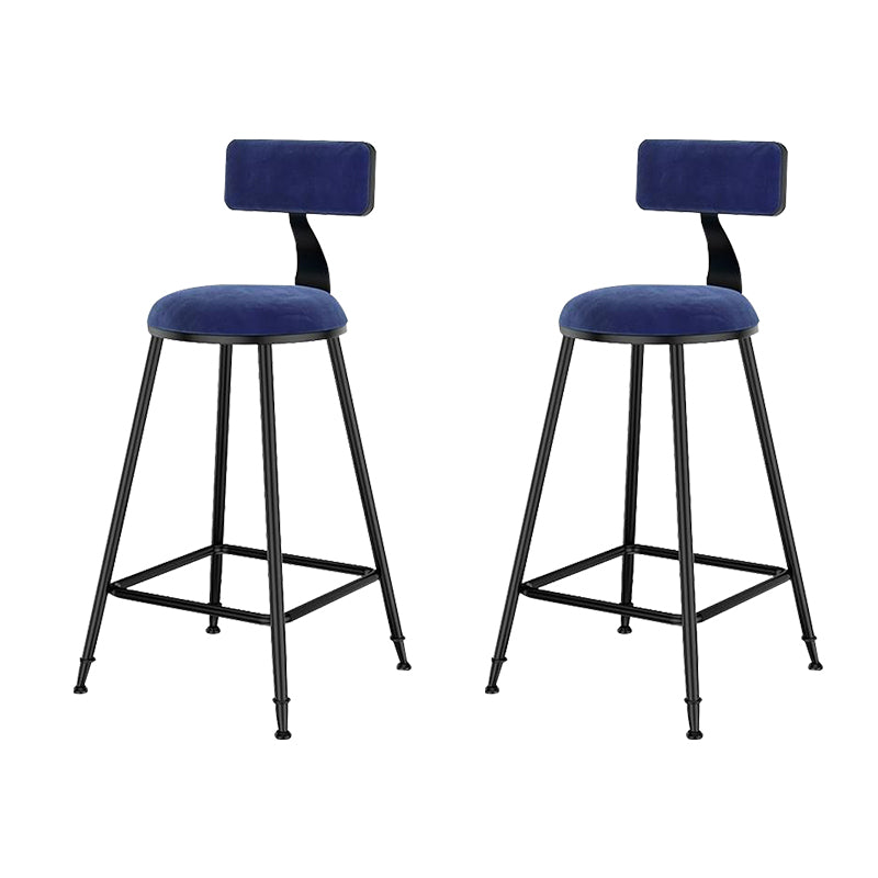 Nordic Style Velvet Barstool Indoor Black Iron 4 Legs Bar Stool for Coffee Shop