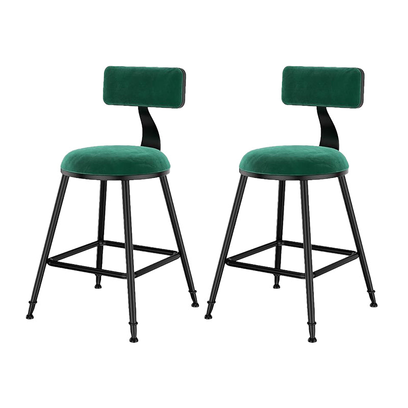 Nordic Style Velvet Barstool Indoor Black Iron 4 Legs Bar Stool for Coffee Shop