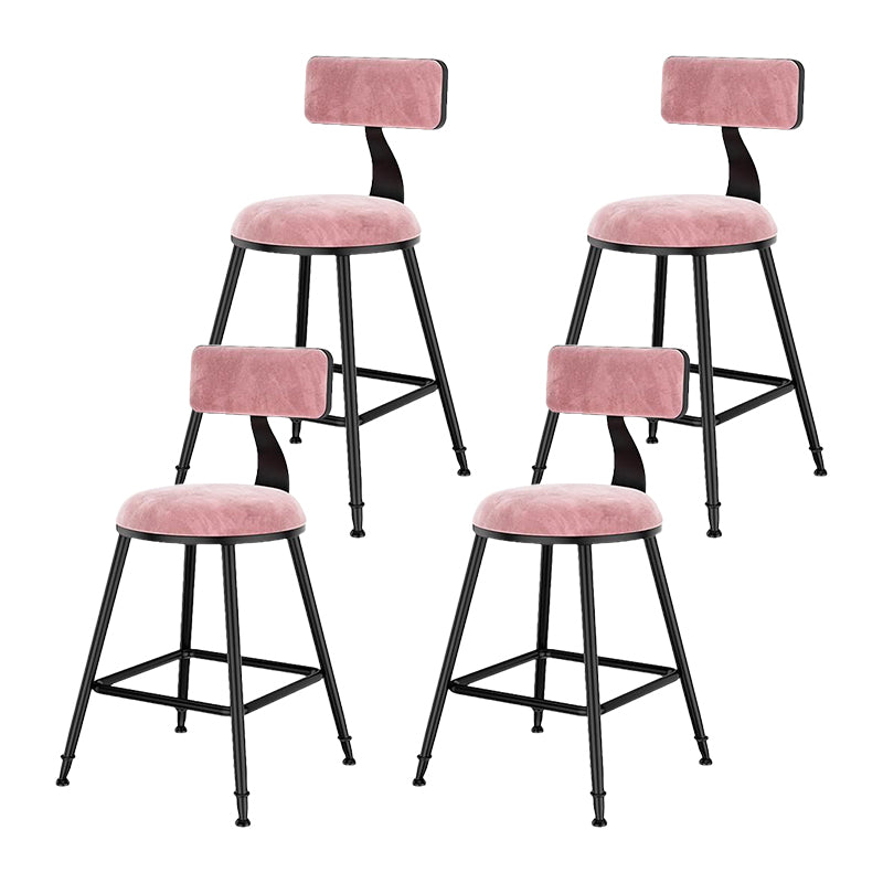 Nordic Style Velvet Barstool Indoor Black Iron 4 Legs Bar Stool for Coffee Shop