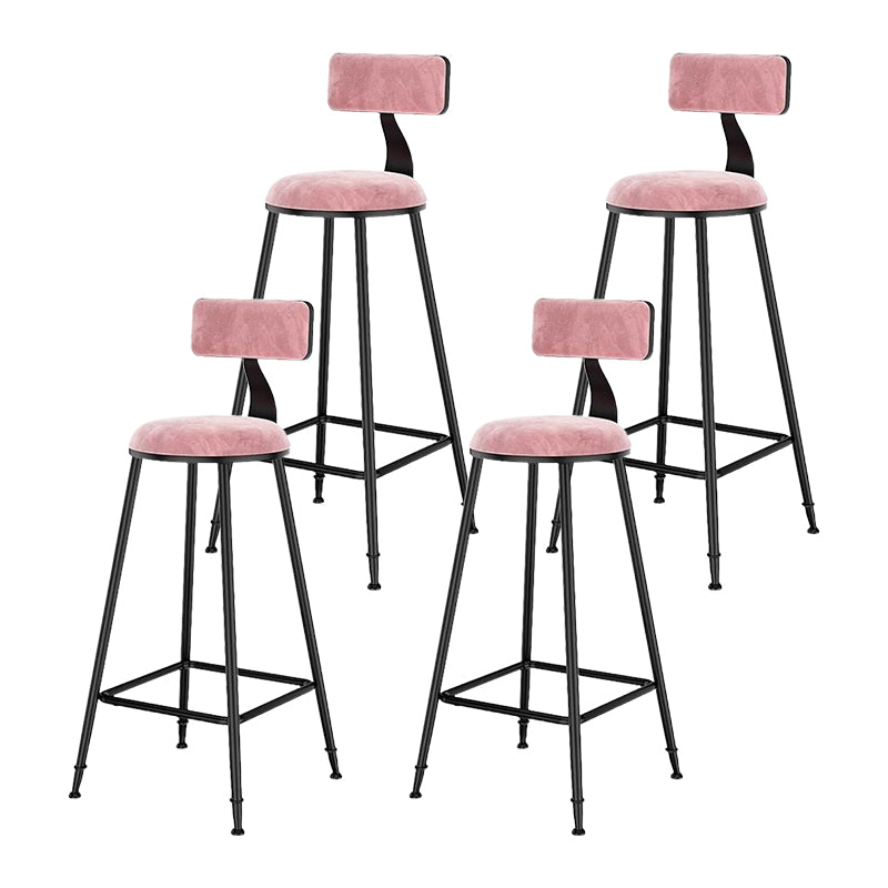 Nordic Style Velvet Barstool Indoor Black Iron 4 Legs Bar Stool for Coffee Shop