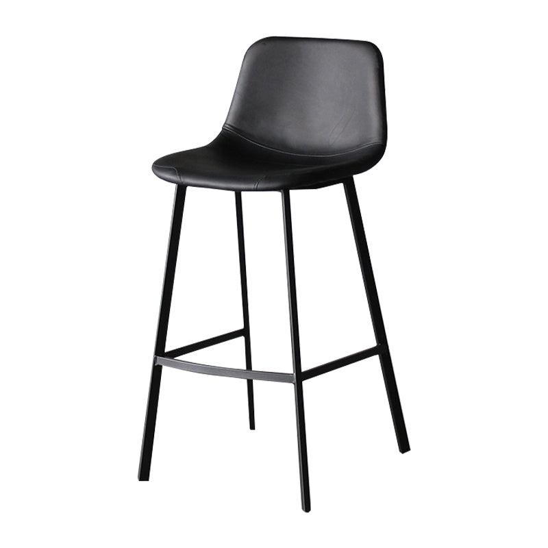 Industrial Leather Iron Counter Stools Low Back Bar Stools with Footrest