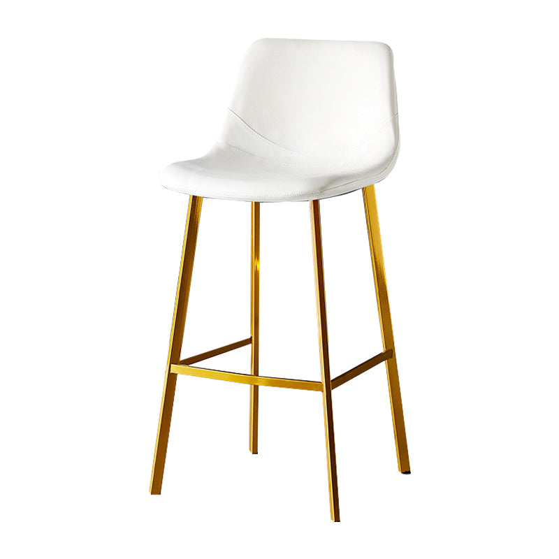 Industrial Leather Iron Counter Stools Low Back Bar Stools with Footrest