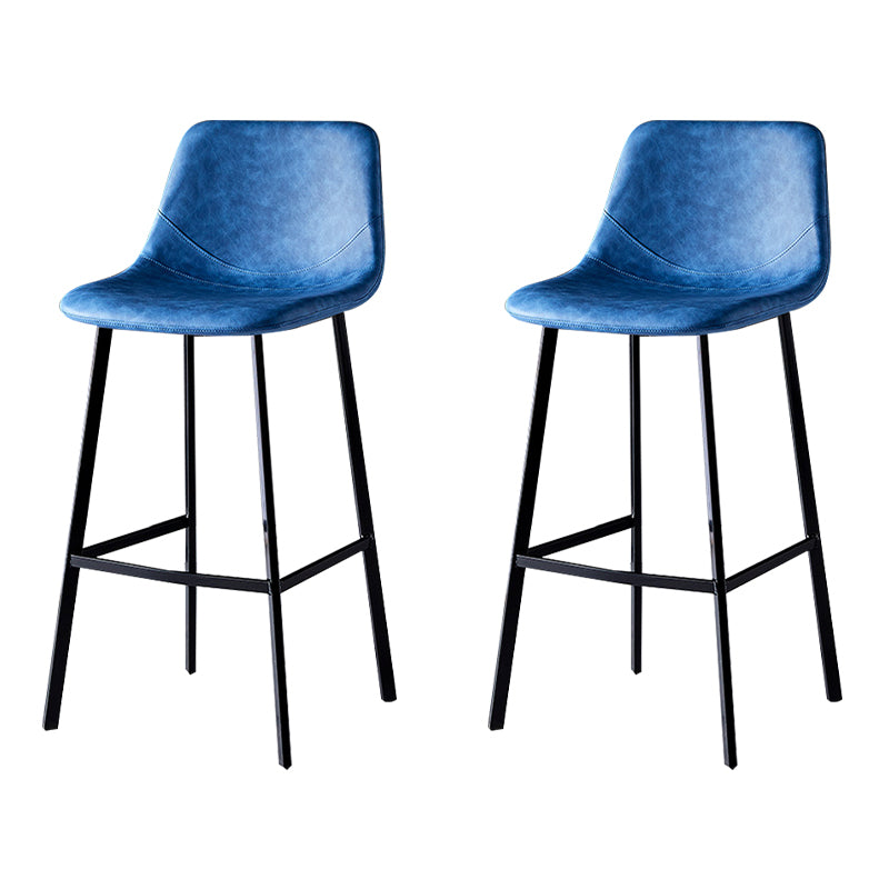Industrial Leather Iron Counter Stools Low Back Bar Stools with Footrest