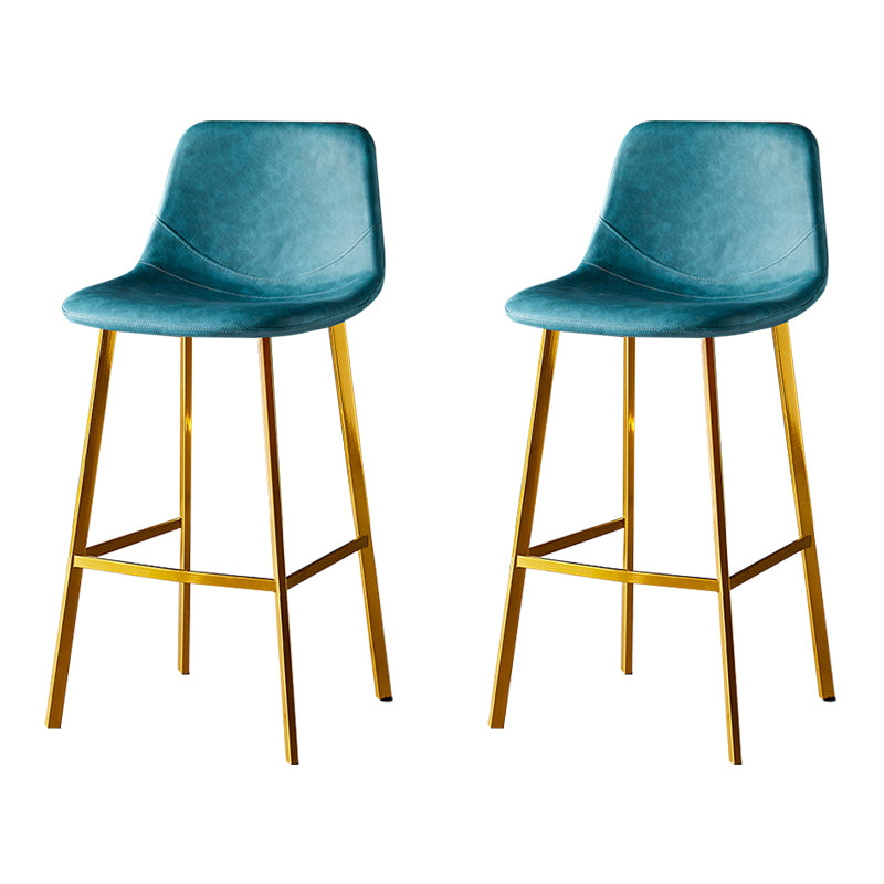 Industrial Leather Iron Counter Stools Low Back Bar Stools with Footrest