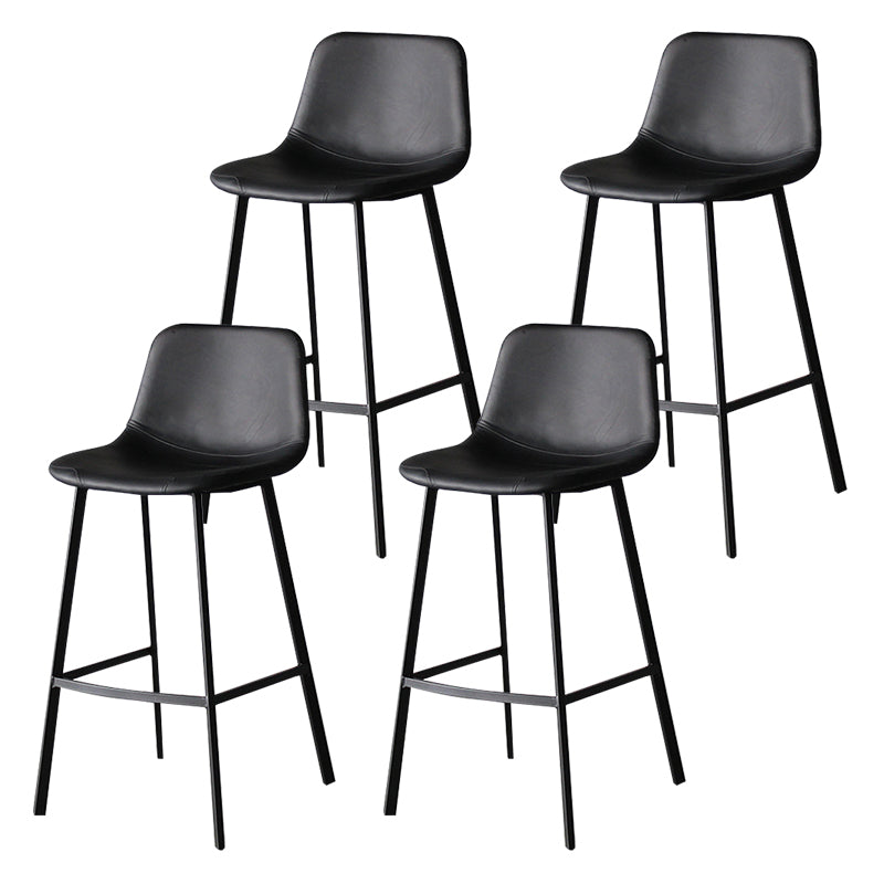 Industrial Leather Iron Counter Stools Low Back Bar Stools with Footrest