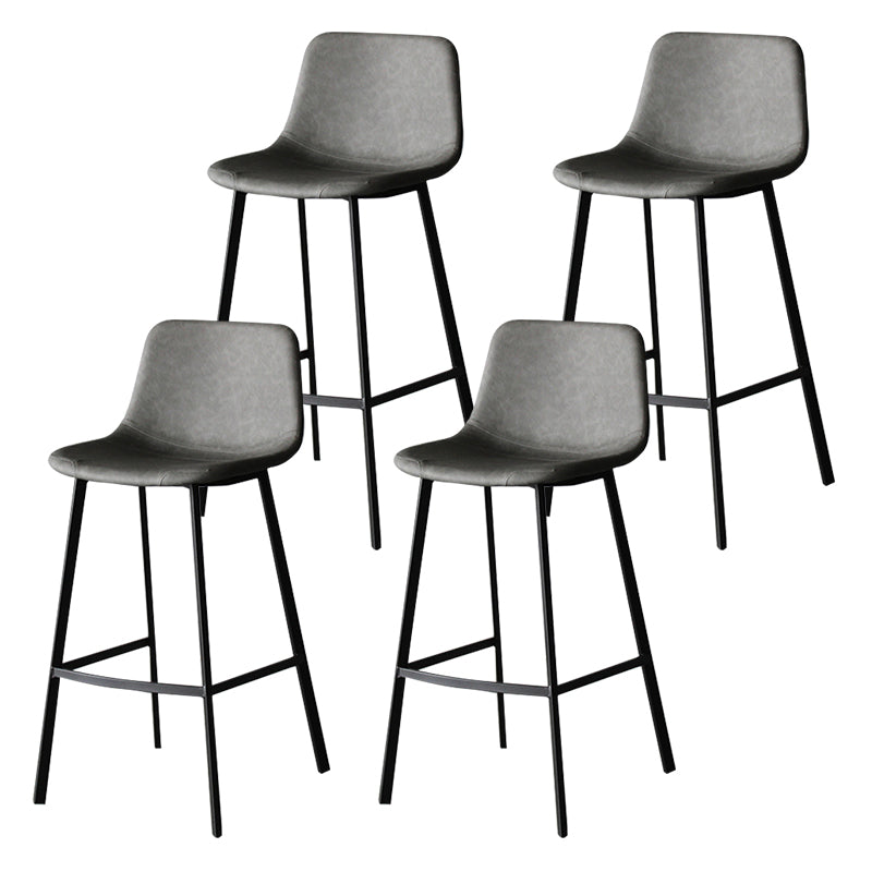 Industrial Leather Iron Counter Stools Low Back Bar Stools with Footrest