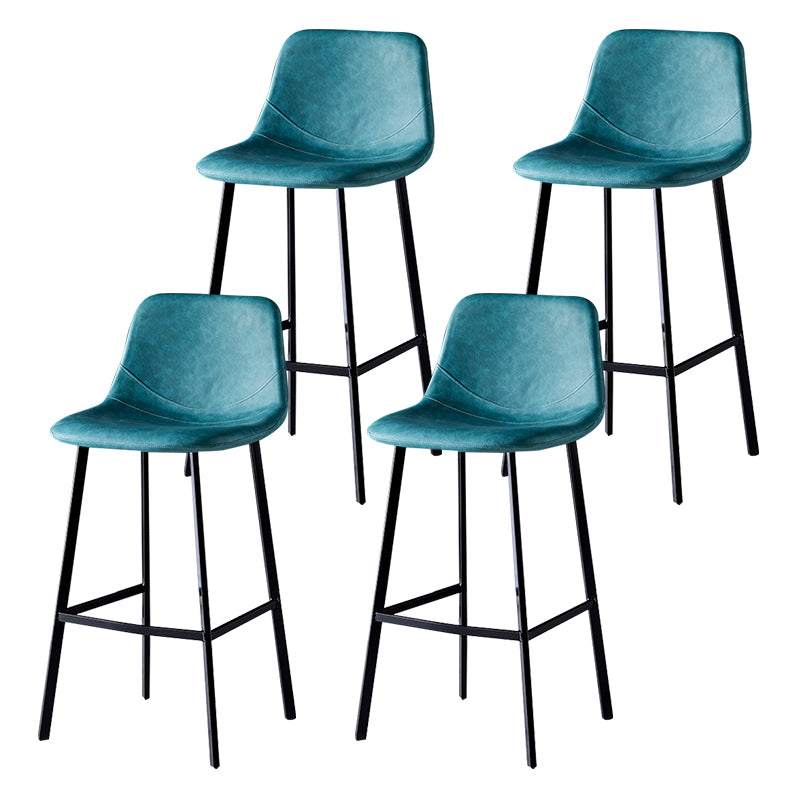 Industrial Leather Iron Counter Stools Low Back Bar Stools with Footrest