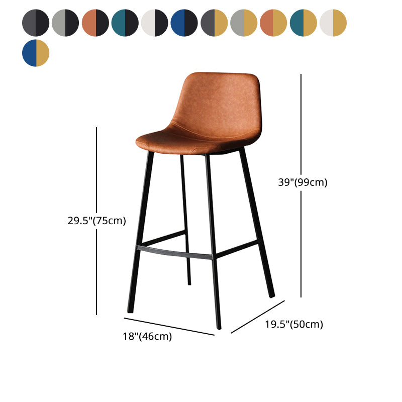 Industrial Leather Iron Counter Stools Low Back Bar Stools with Footrest