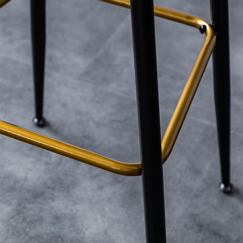 Scandinavian Leather Metal Counter Stools Black Low Back Bar Stools with Footrest