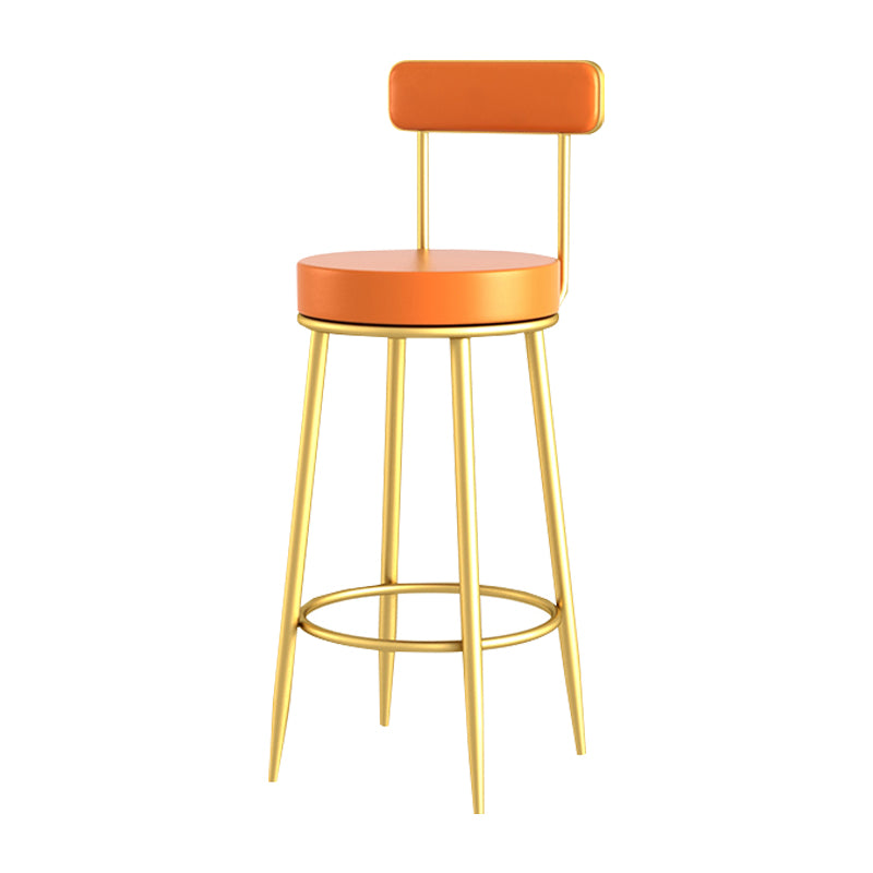 Scandinavian Upholstered Metal Counter Stools Low Back Bar Stools with Round Seat