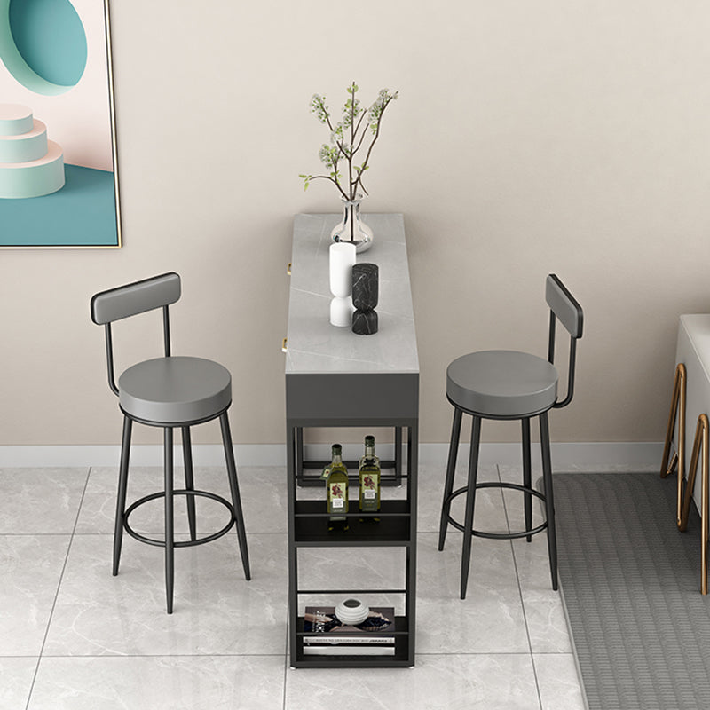 Scandinavian Upholstered Metal Counter Stools Low Back Bar Stools with Round Seat