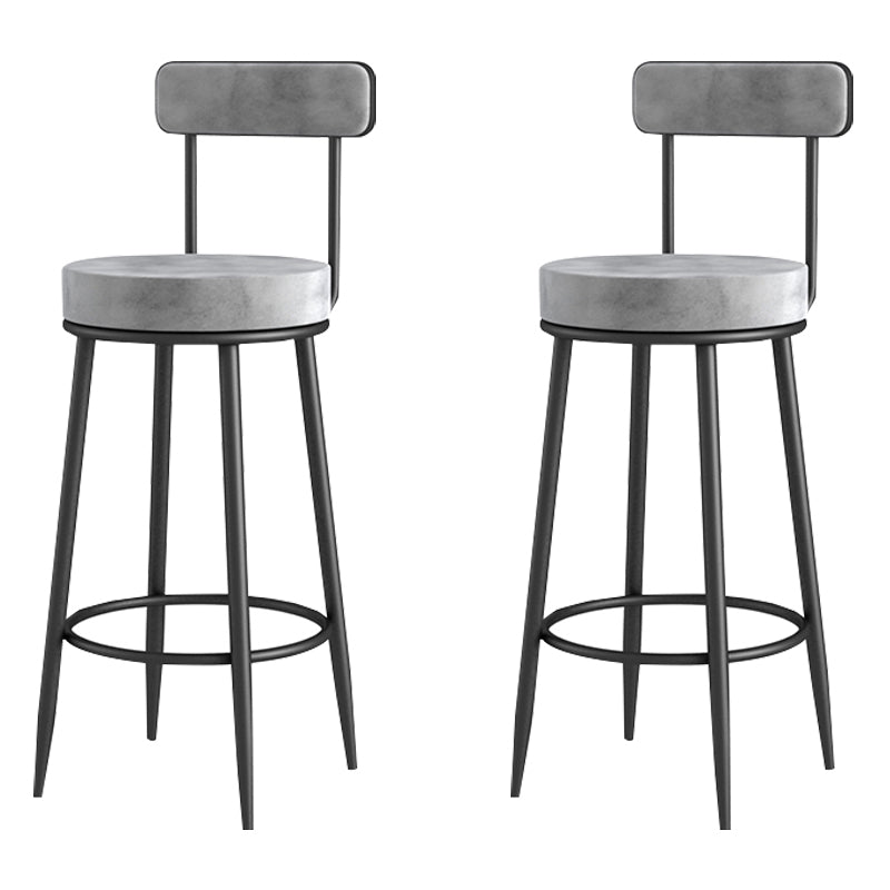 Scandinavian Upholstered Metal Counter Stools Low Back Bar Stools with Round Seat