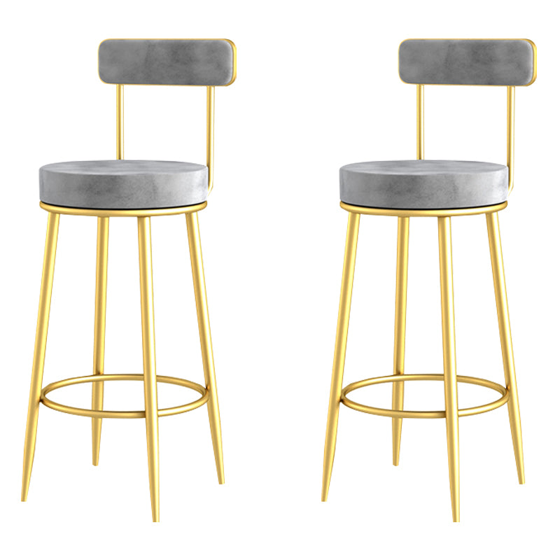 Scandinavian Upholstered Metal Counter Stools Low Back Bar Stools with Round Seat