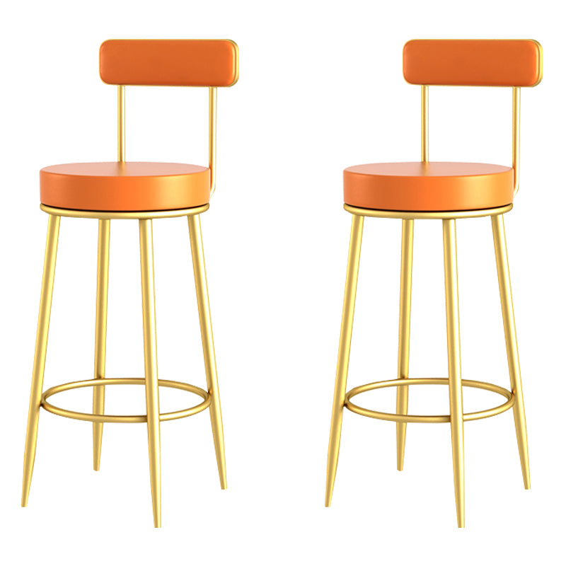 Scandinavian Upholstered Metal Counter Stools Low Back Bar Stools with Round Seat