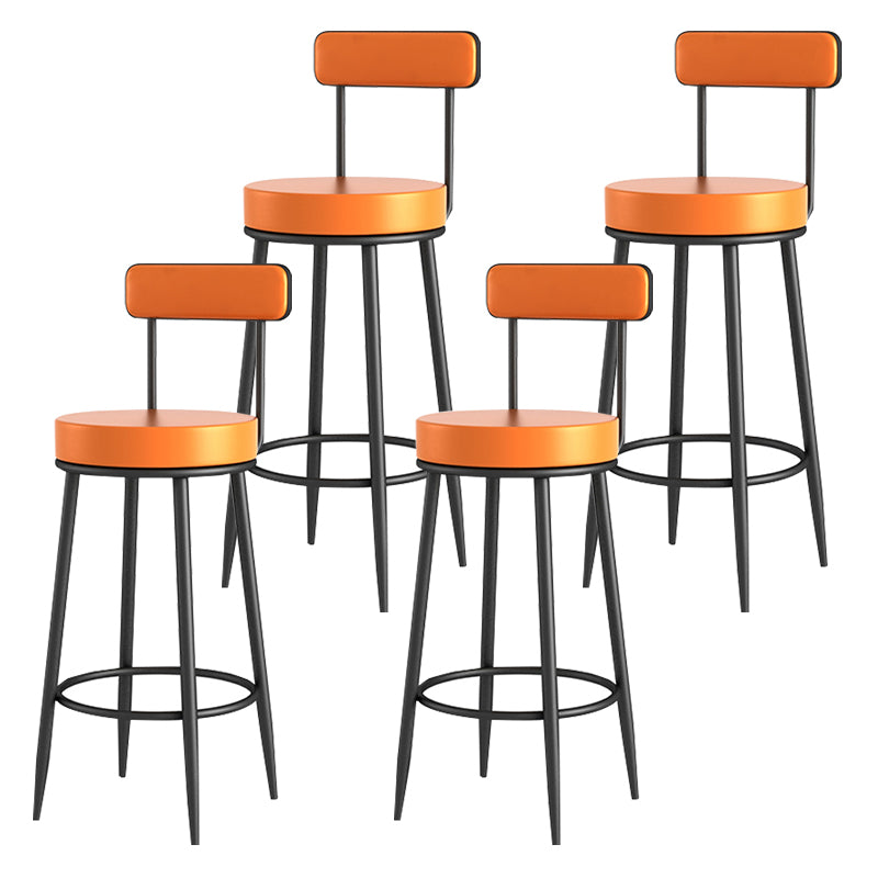 Scandinavian Upholstered Metal Counter Stools Low Back Bar Stools with Round Seat