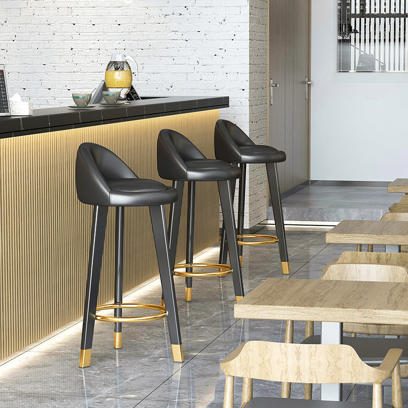 Scandinavian Style Bar-stool Steel Legs Round Seat Single Counter Stool for Kitchen Bar
