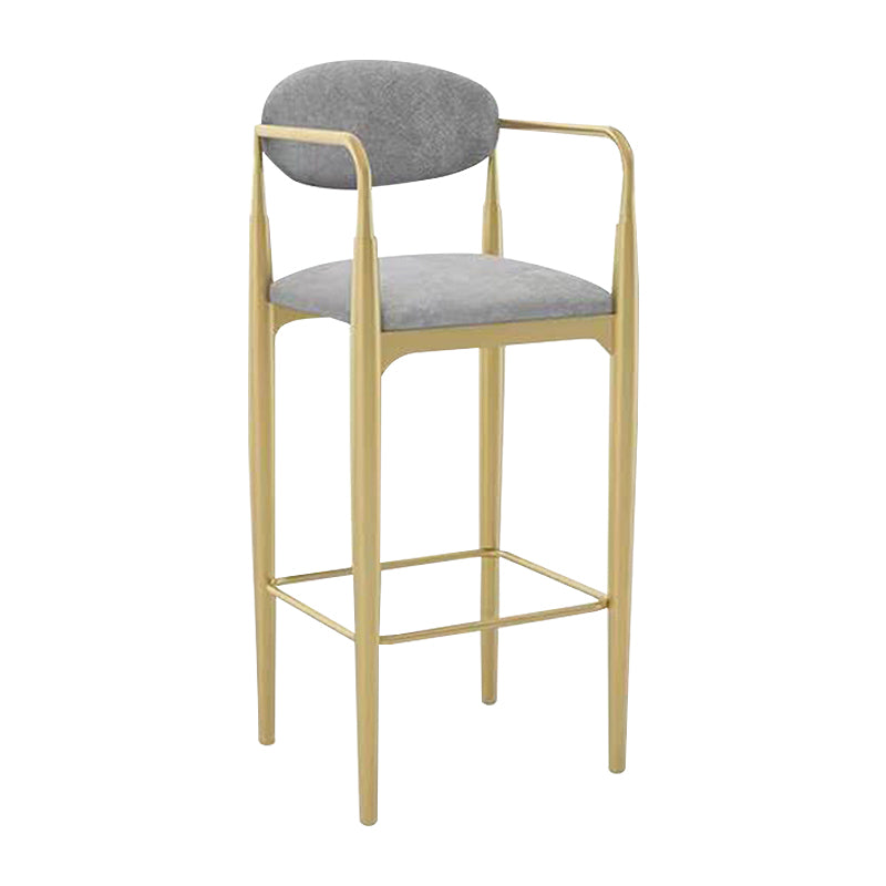 Scandinavian Upholstered Metal Counter Stools Low Back Bar Stools with 4 Legs