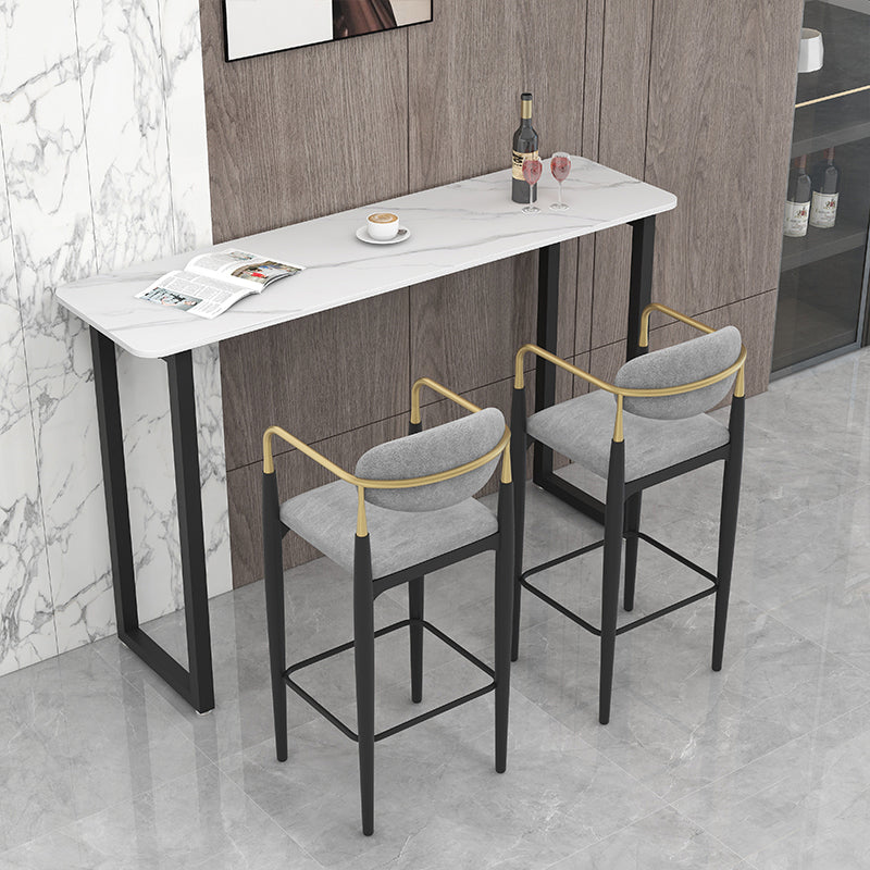 Scandinavian Upholstered Metal Counter Stools Low Back Bar Stools with 4 Legs