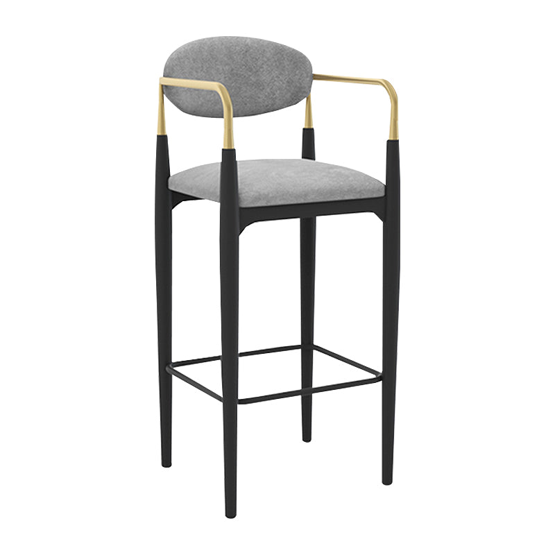 Scandinavian Upholstered Metal Counter Stools Low Back Bar Stools with 4 Legs