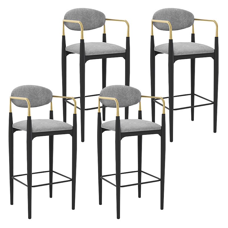 Scandinavian Upholstered Metal Counter Stools Low Back Bar Stools with 4 Legs