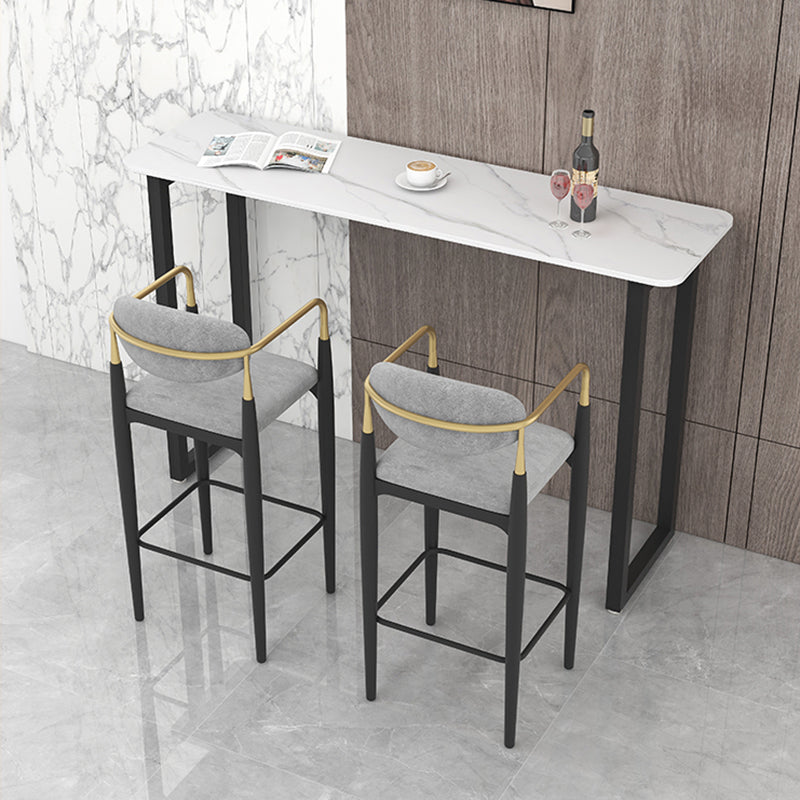 Scandinavian Upholstered Metal Counter Stools Low Back Bar Stools with 4 Legs