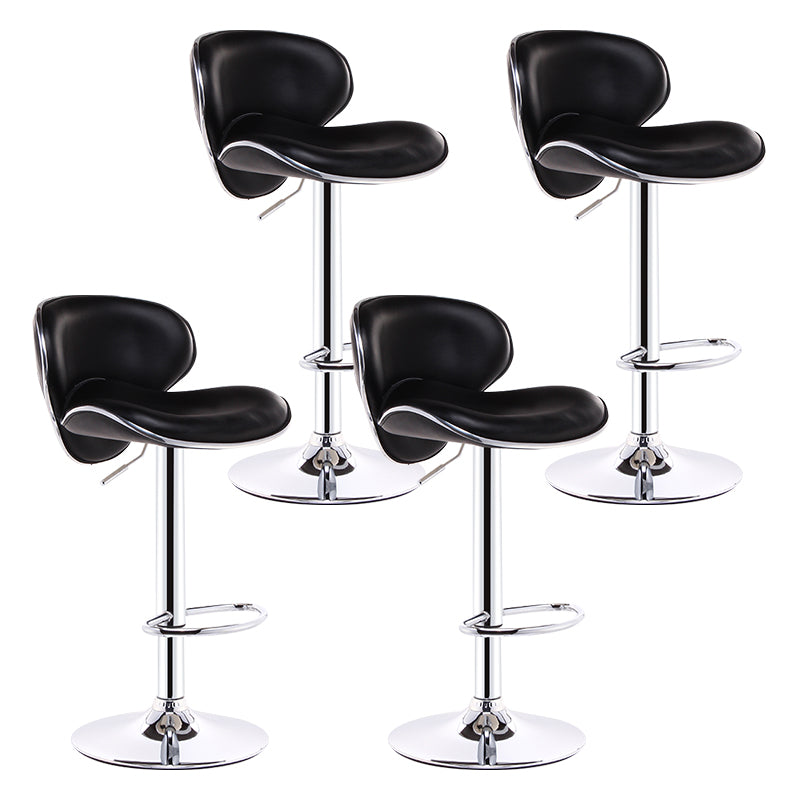 Scandinavian Adjustable Height Swivel Counter Stools Metal Leather Bar Stools