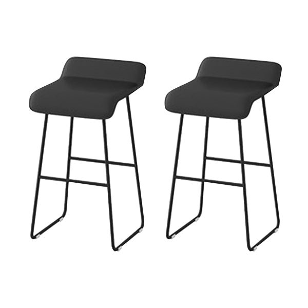 Scandinavian Leather Metal Counter Stools Low Back Bar Stools with Solid Wave Seat