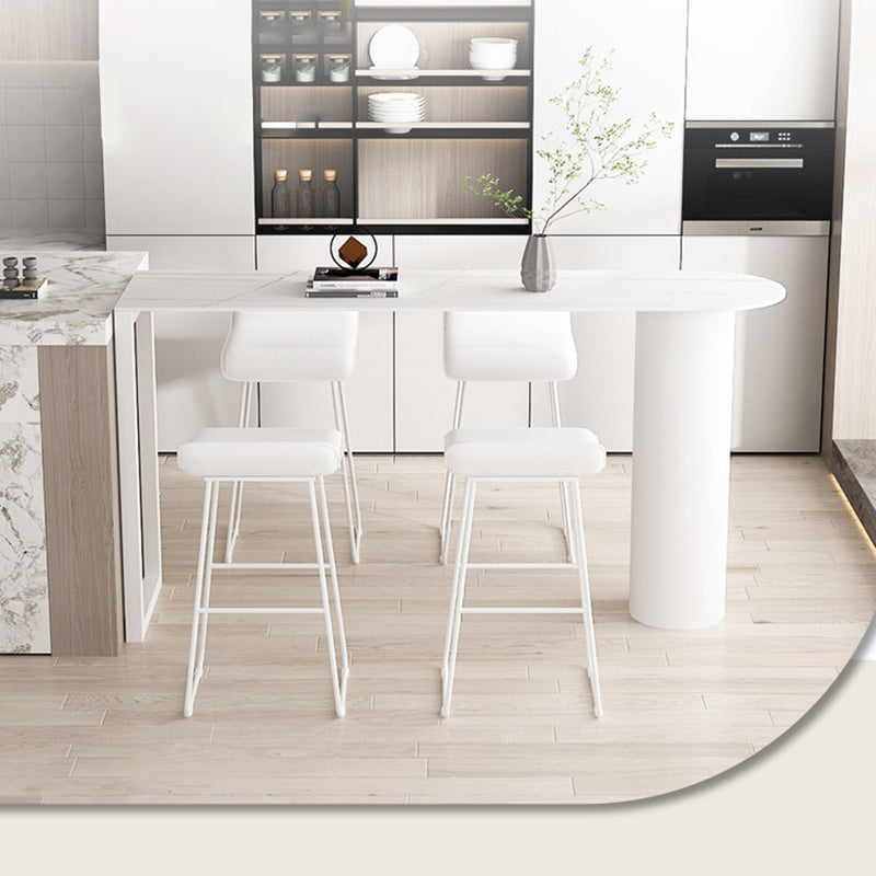 Scandinavian Leather Metal Counter Stools Low Back Bar Stools with Solid Wave Seat