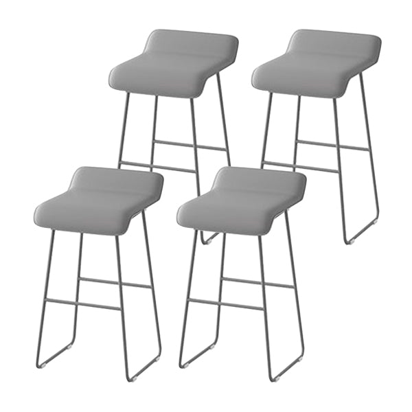 Scandinavian Leather Metal Counter Stools Low Back Bar Stools with Solid Wave Seat