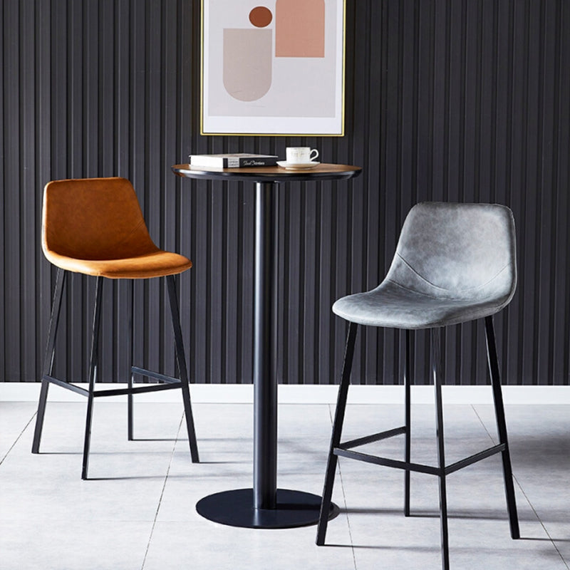 Scandinavian Style Bar-stool with Square Leather Seat Counter Stool Kitchen Bar-stool