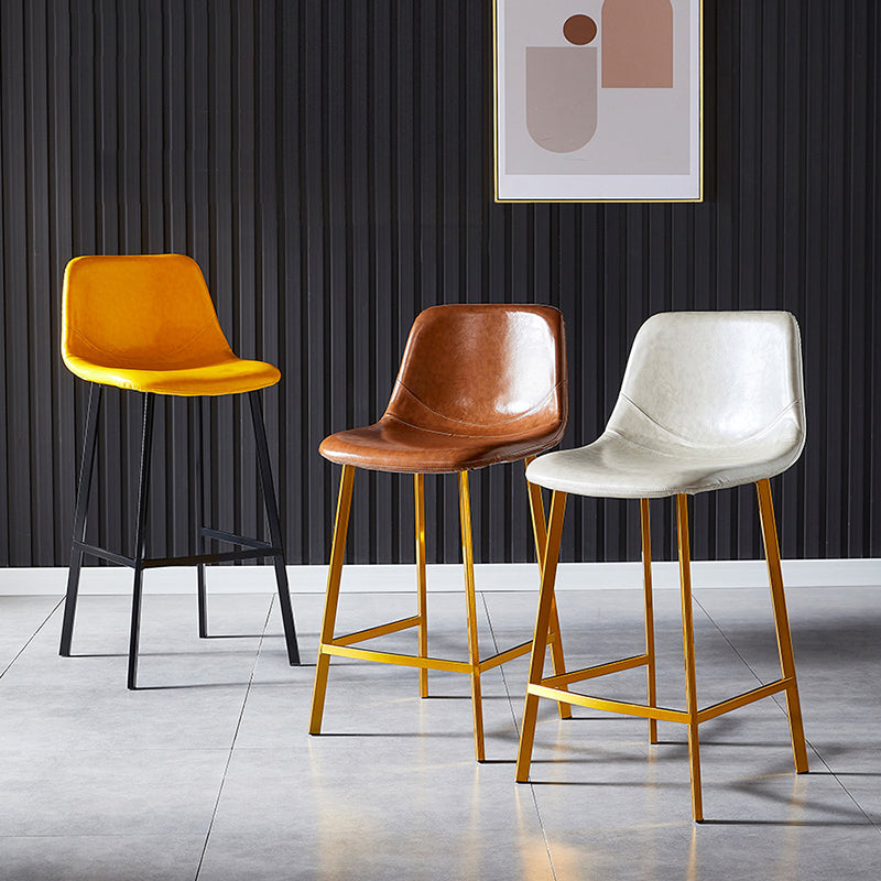 Scandinavian Style Bar-stool with Square Leather Seat Counter Stool Kitchen Bar-stool