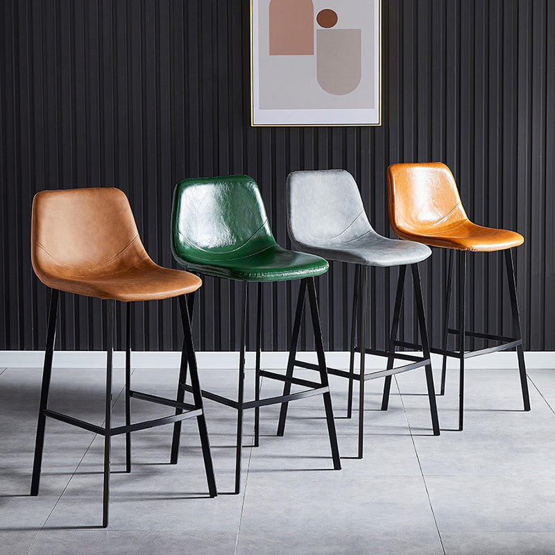 Scandinavian Style Bar-stool with Square Leather Seat Counter Stool Kitchen Bar-stool