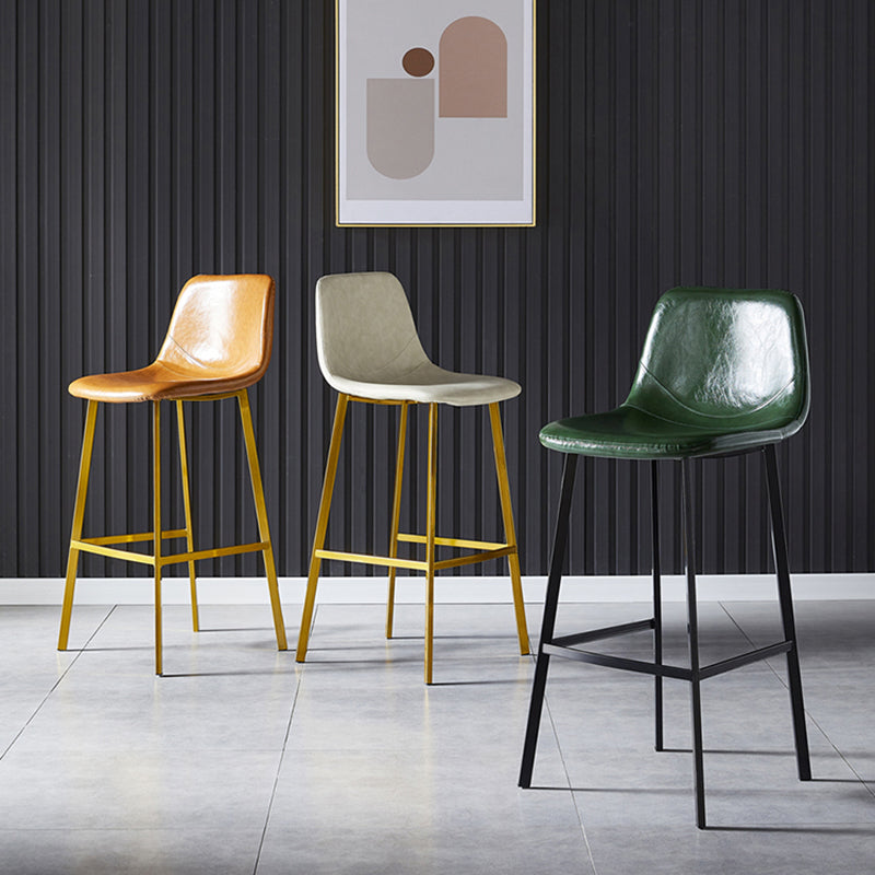Scandinavian Style Bar-stool with Square Leather Seat Counter Stool Kitchen Bar-stool
