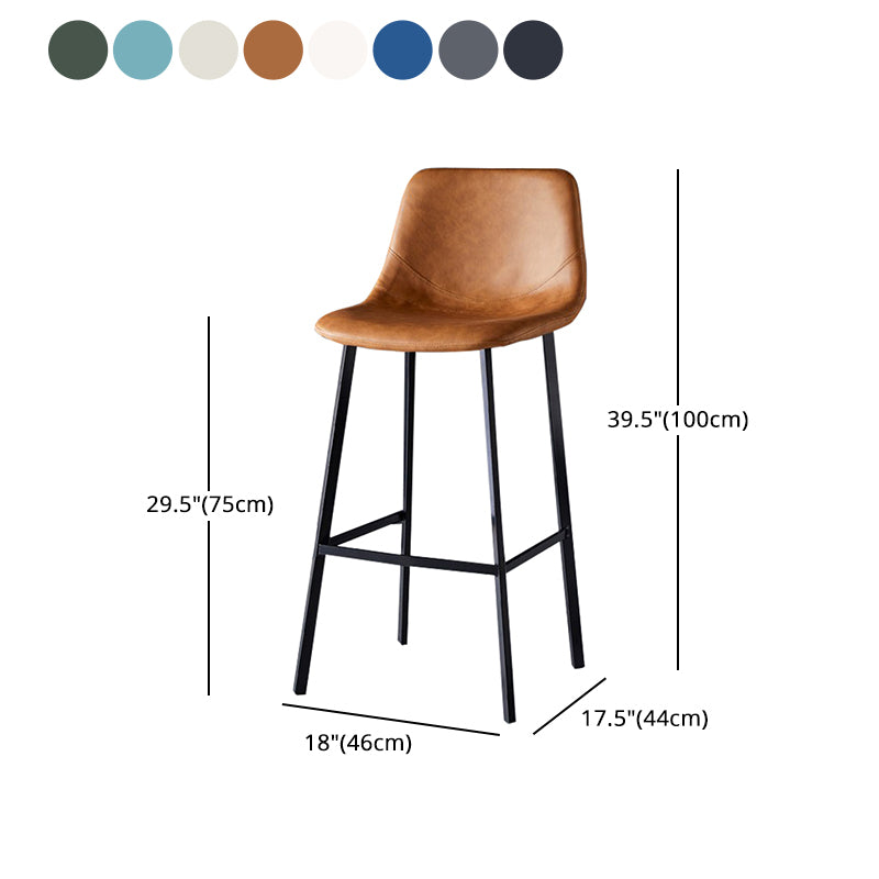 Scandinavian Style Bar-stool with Square Leather Seat Counter Stool Kitchen Bar-stool