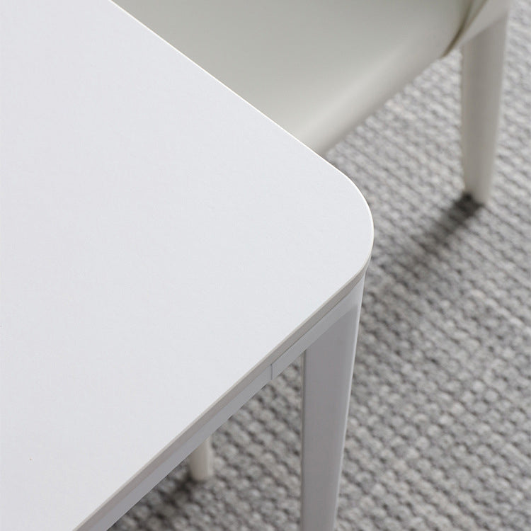Rectangle Dining Table White Stone Top Table with 4 Legs Base