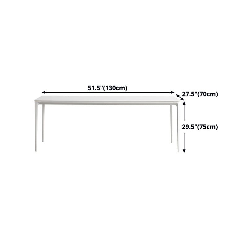 Rectangle Dining Table White Stone Top Table with 4 Legs Base