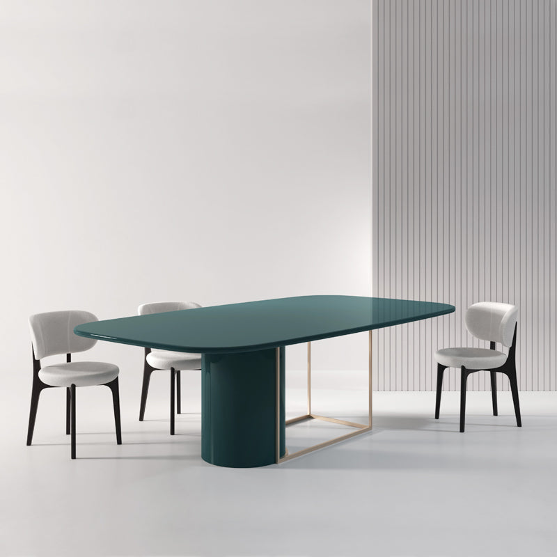 Modern Pine Wood Table in Green for Restaurant Rectangle Dining Table with Trestle Base