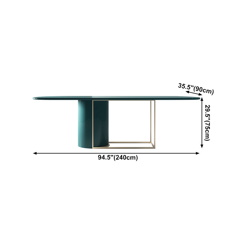 Modern Pine Wood Table in Green for Restaurant Rectangle Dining Table with Trestle Base