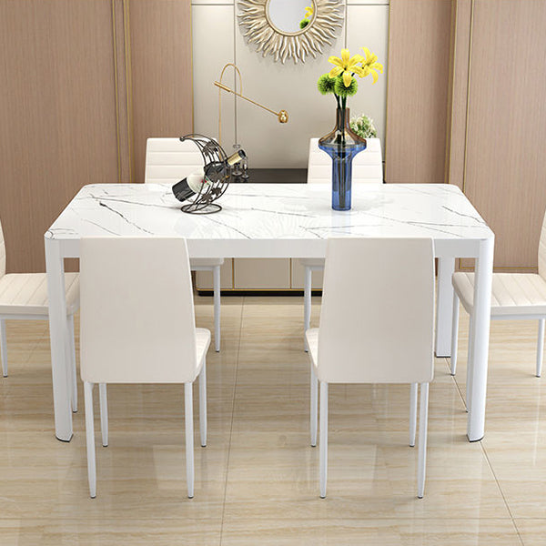 Modern Glass Top Dining Table Rectangle Dining Table with 4 Legs