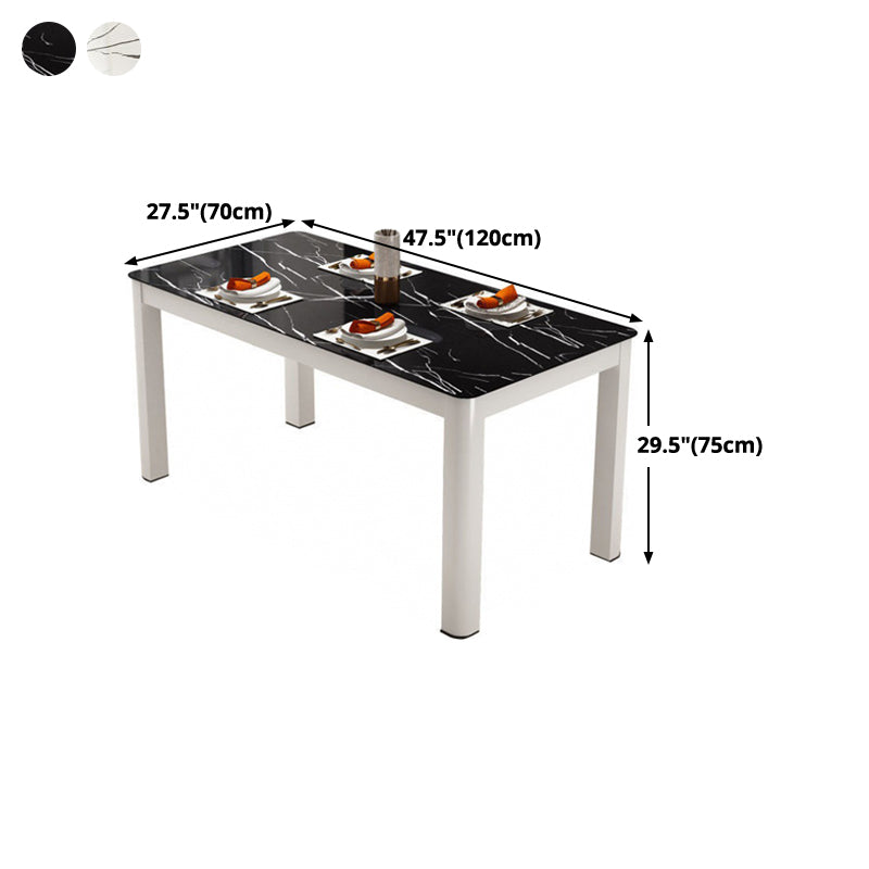 Modern Glass Top Dining Table Rectangle Dining Table with 4 Legs